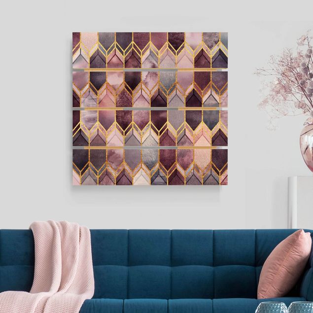 Holzbilder modern Glasmalerei geometrisch Rosé Gold