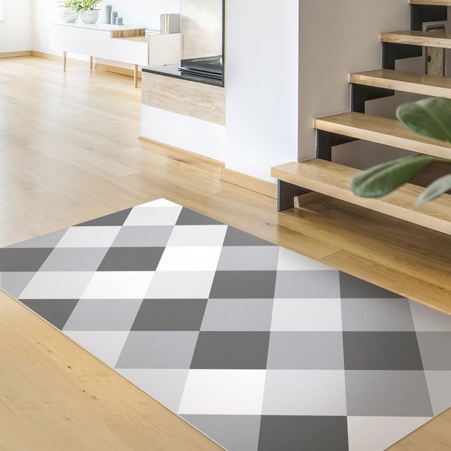 Teppiche Geometrisches Muster gedrehtes Schachbrett Grau