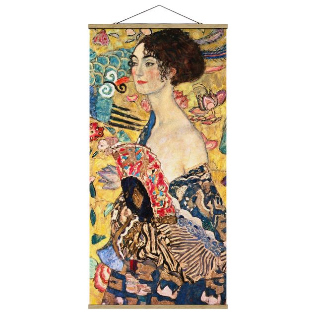 Stoffbilder Gustav Klimt - Dame mit Fächer