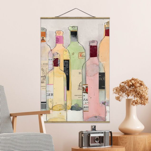 Schöne Wandbilder Weinflaschen in Wasserfarbe I