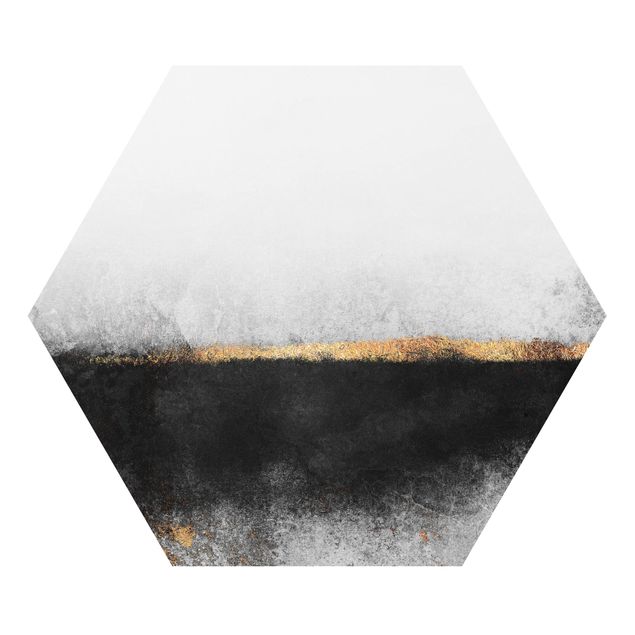 Hexagon Bild Forex - Abstrakter Goldener Horizont Schwarz Weiß