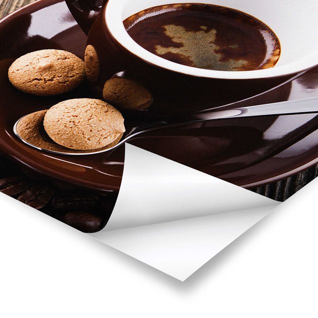 Poster - Kaffeetasse mit Kaffeebohnen - Quadrat 1:1