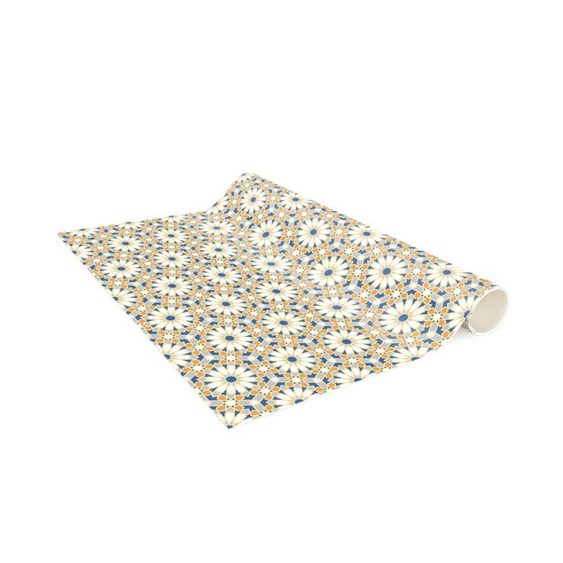 Kork Teppich Fliesenoptik Orientalisches Muster mit gelben Sternen