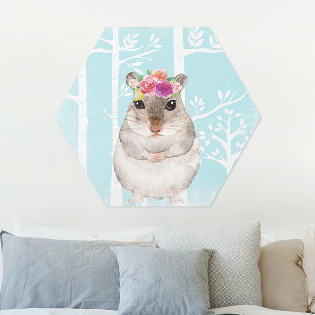 Wandbilder Tiere Aquarell Hamster Türkis