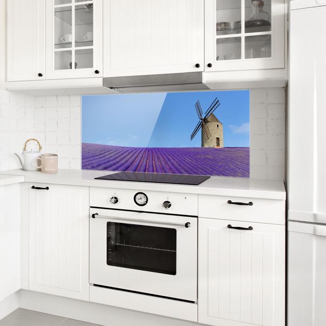 Küchenrückwand Glas Motiv Wald Lavendelduft in der Provence