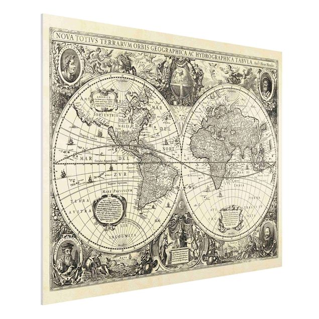 Foto auf Hartschaumplatte Vintage Weltkarte Antike Illustration