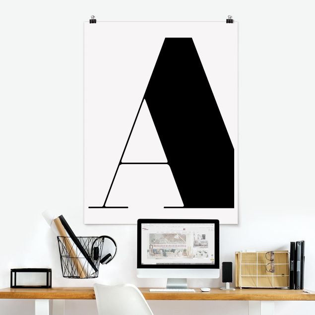 Poster Schwarz-Weiß Antiqua Letter A