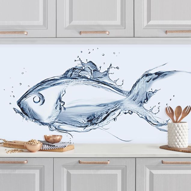 Küchenrückwände Platte Liquid Silver Fish II