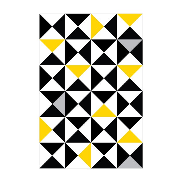 Teppich Esszimmer Geometrisches Muster große Dreiecke Farbakzent Gelb