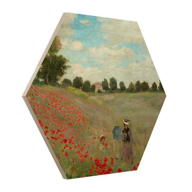 Holzbilder modern Claude Monet - Mohnfeld bei Argenteuil
