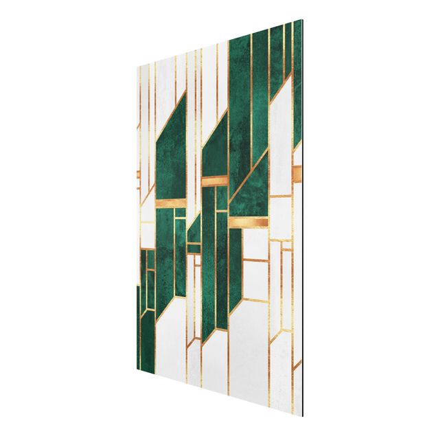 Schöne Wandbilder Emerald und Gold Geometrie