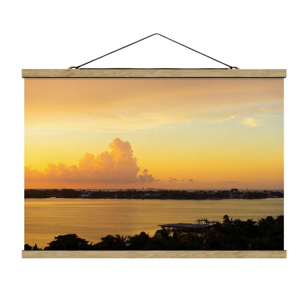 Stoffbild mit Posterleisten - Mexiko Sonnenuntergang - Querformat 3:2