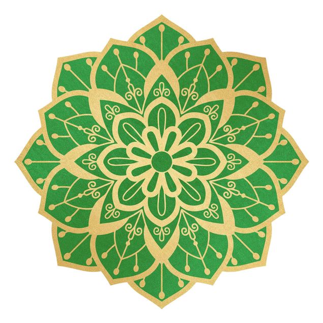 Wandtattoo - Mandala Blüte Muster gold grün