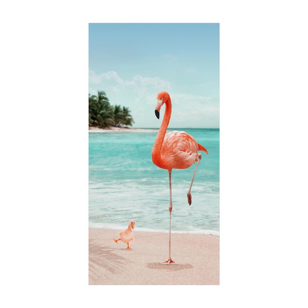 Teppich Blumen Strand mit Flamingo