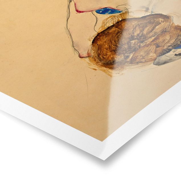 Kunstkopie Egon Schiele - Nach vorne gebeugter Akt