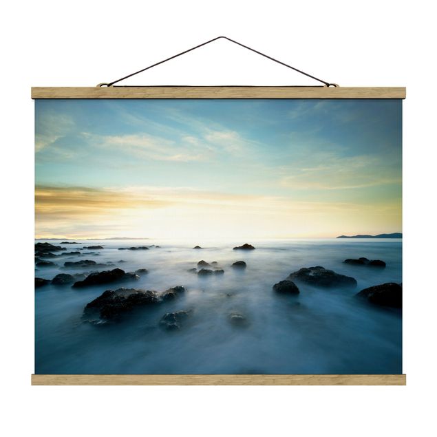 Stoffbild mit Posterleisten - Sonnenuntergang über dem Ozean - Querformat 4:3