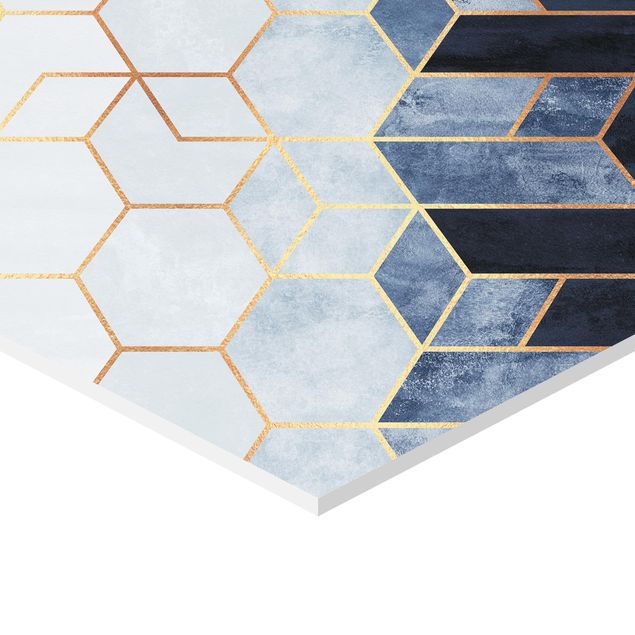 Hexagon Bild Forex - Goldene Sechsecke Blau Weiß