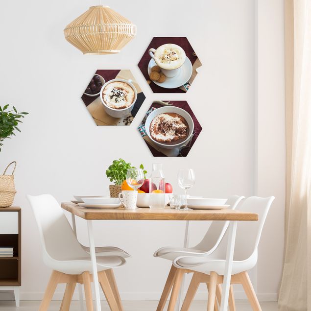 Hexagon Wandbilder Heiße Schokolade mit Sahne