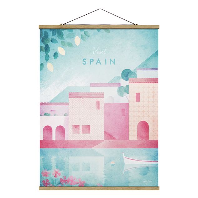 Stoffbild mit Posterleisten - Reiseposter - Spanien - Hochformat 3:4