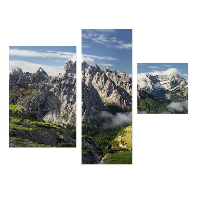 Leinwandbild 3-teilig - Italienische Alpen - Collage 1