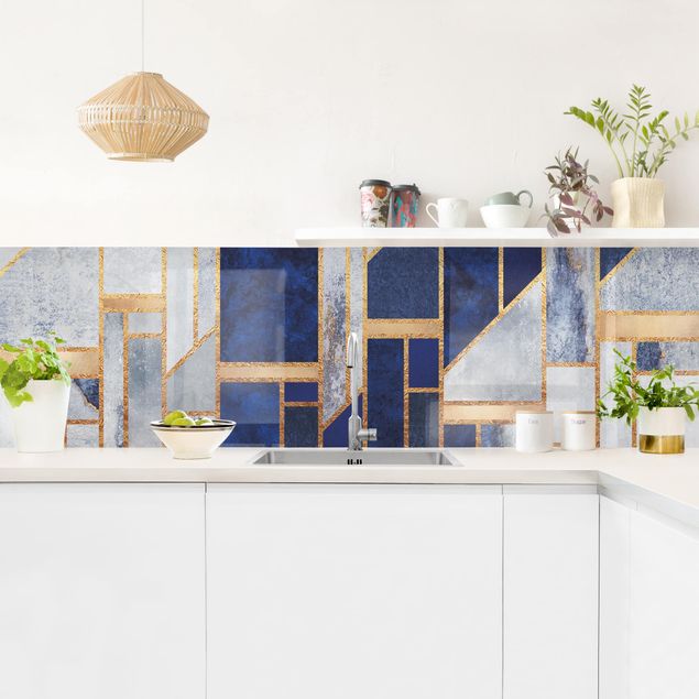 Küchenrückwände Platte Geometrische Formen mit Gold