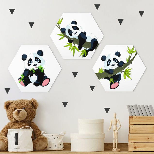 Wandbilder Tiere Pandabären Set