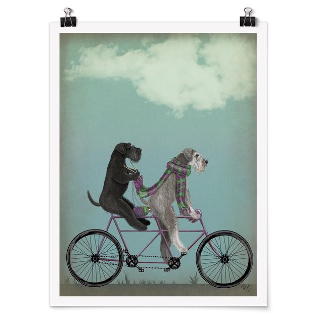 Poster Kunstdruck Radtour - Schnauzer Tandem