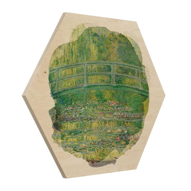Holzbilder modern Wasserfarben - Claude Monet - Japanische Brücke