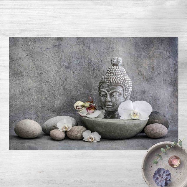 Aussen Teppich Zen Buddha, Orchideen und Steine