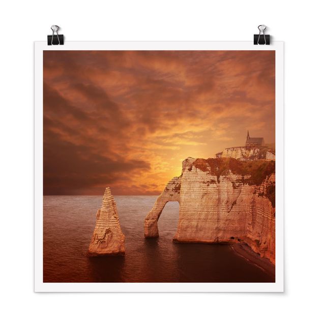 Poster - Etretat Sunset Cliffs - Quadrat 1:1