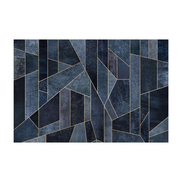 Moderne Teppiche Blaue Geometrie Aquarell