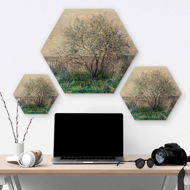 Hexagon Bild Holz - Claude Monet - Frühlingsstimmung