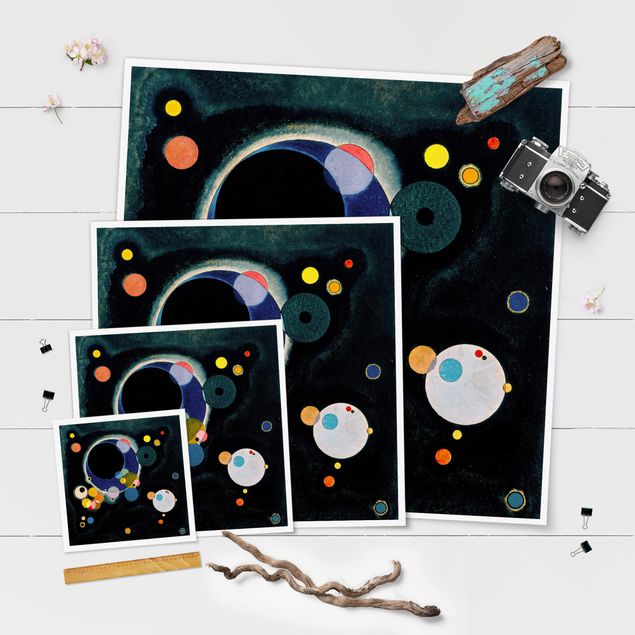 Poster - Wassily Kandinsky - Skizze Kreise - Quadrat 1:1