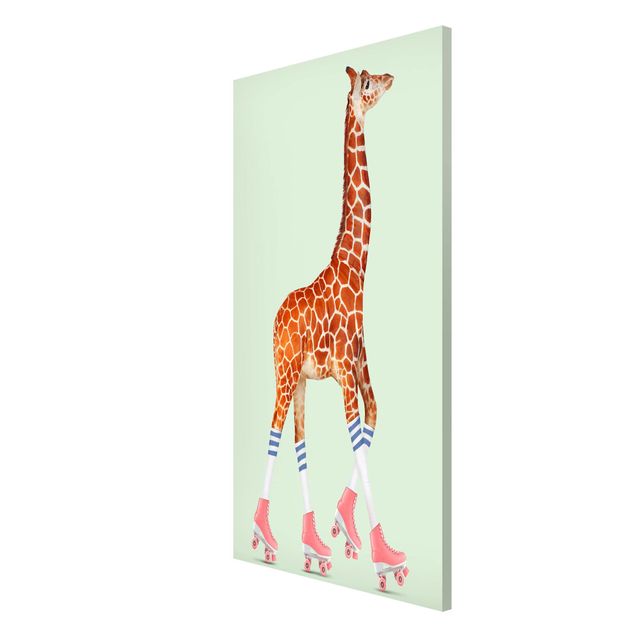 Wandbilder Giraffe mit Rollschuhen