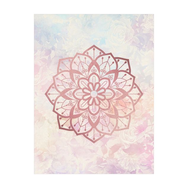 Teppich Orientalisch Mandala Illustration Blüte rose pastell