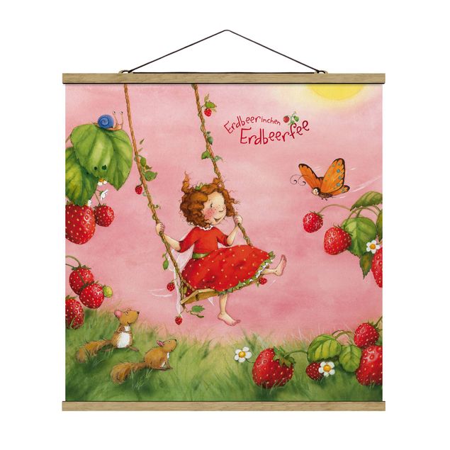 Stoffbilder zum Aufhängen Erdbeerinchen Erdbeerfee - Baumschaukel