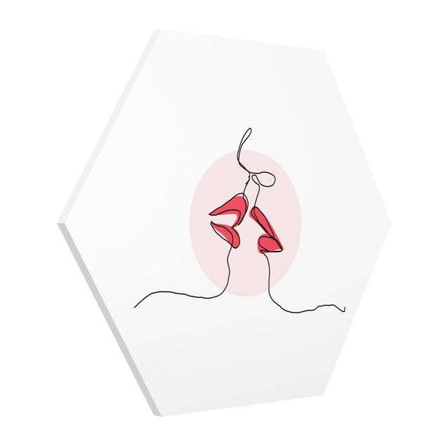 Hexagon Bilder Lippen Kuss Line Art