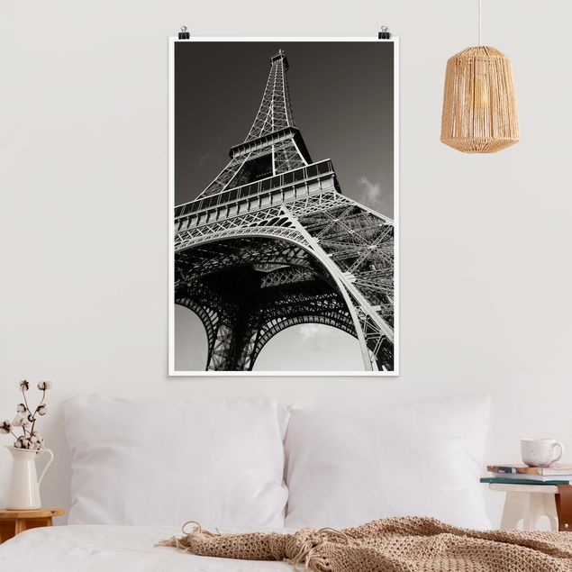 Wandposter Schwarz-Weiß Eiffelturm