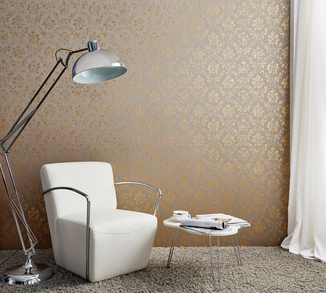 Tapeten mit Muster Architects Paper Metallic Silk in Beige Metallic - 306625