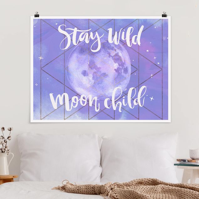 Poster mit Sprüchen Mond-Kind - Stay wild