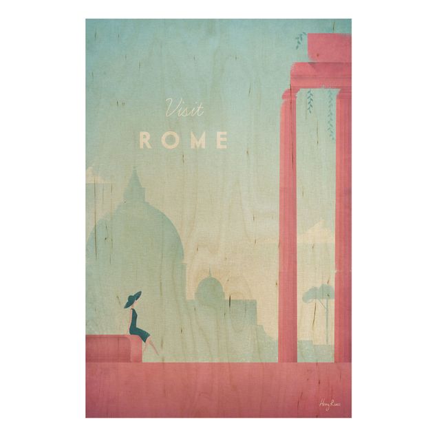 Moderne Holzbilder Reiseposter - Rom