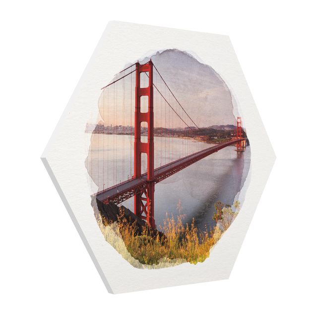Hexagon Bild Forex - Wasserfarben - Golden Gate Bridge in San Francisco