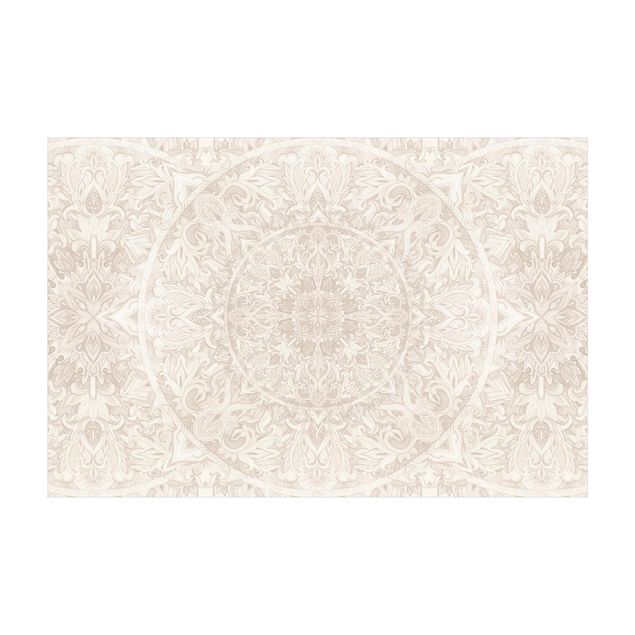 Vinyl-Teppich - Mandala Aquarell Muster Ornament beige - Querformat 3:2