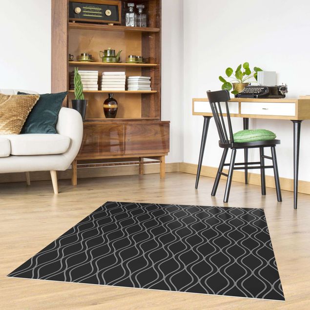 Teppiche Dunkles Retro Muster mit grauen Wellen