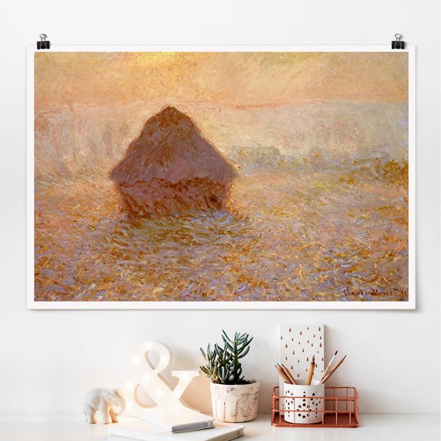 Poster - Claude Monet - Heuhaufen im Nebel - Querformat 2:3
