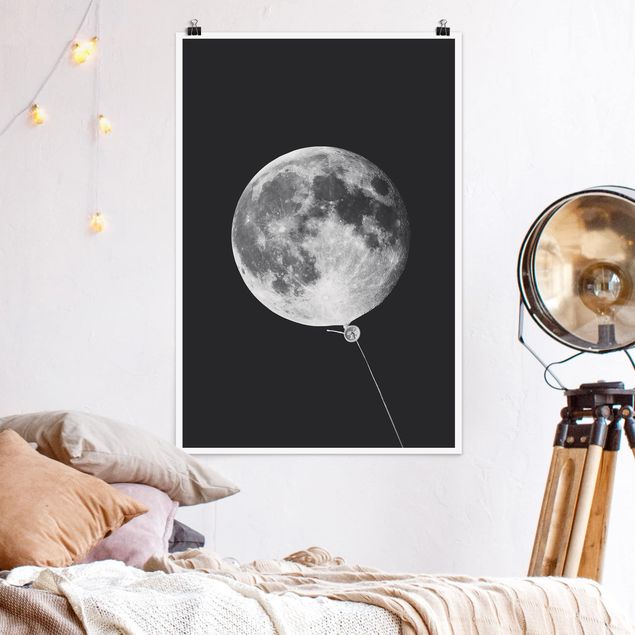 Kunstdrucke Poster Luftballon mit Mond