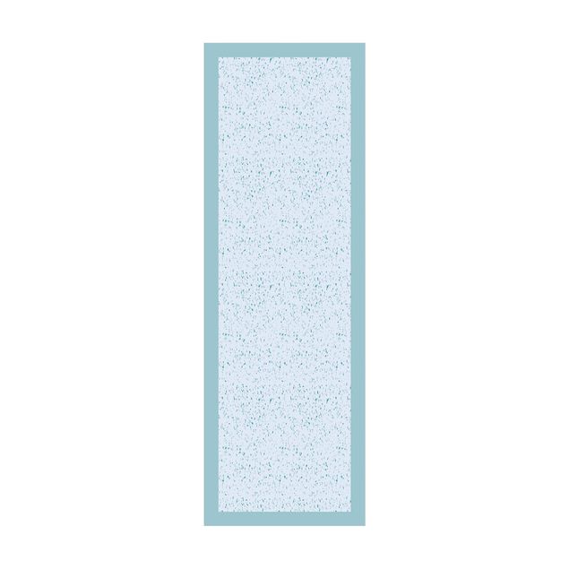Blauer Teppich Detailliertes Terrazzo Muster Genua mit Rahmen