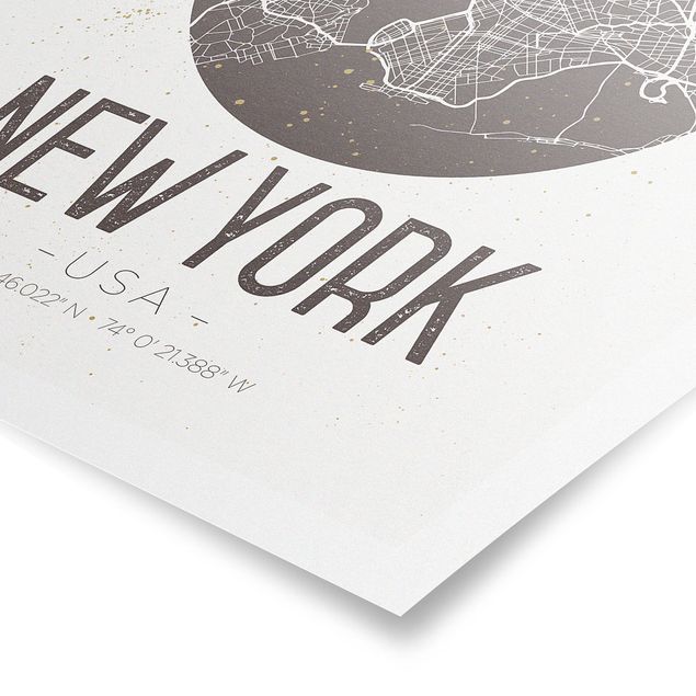 Poster bestellen Stadtplan New York - Retro