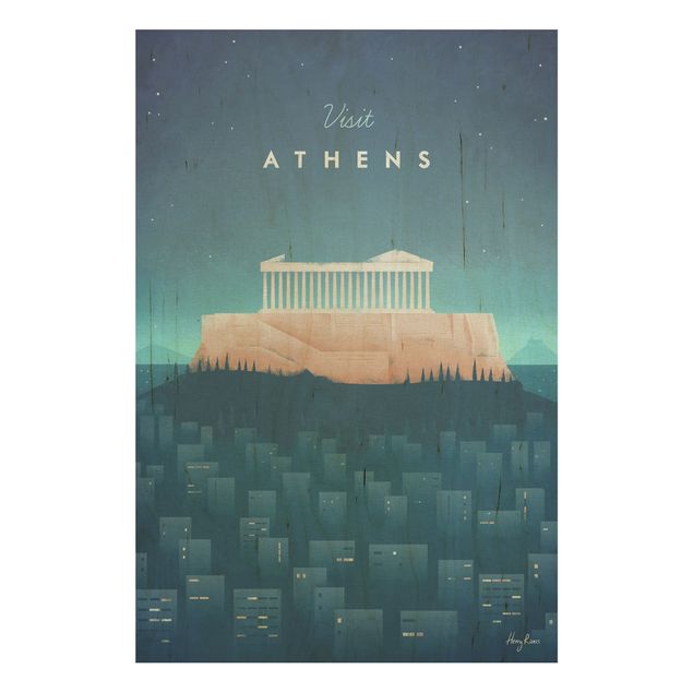 Moderne Holzbilder Reiseposter - Athen