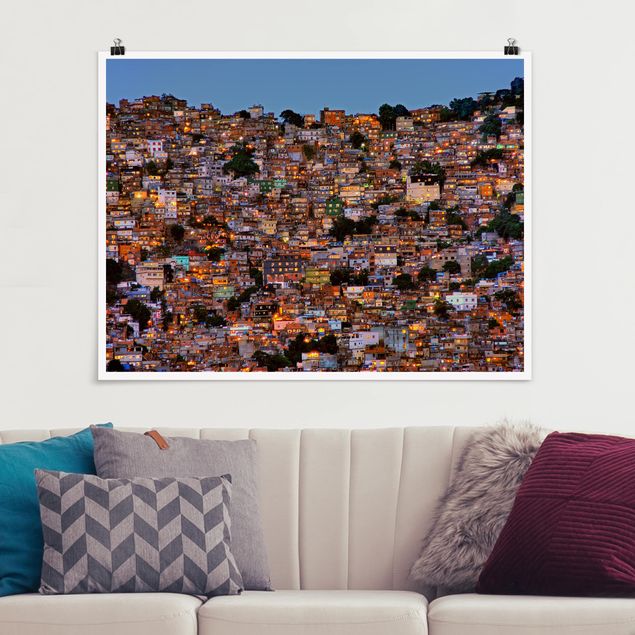 Städteposter Rio de Janeiro Favela Sonnenuntergang